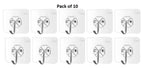Heavy Duty Transparent Wall Hooks (Pack of 10)