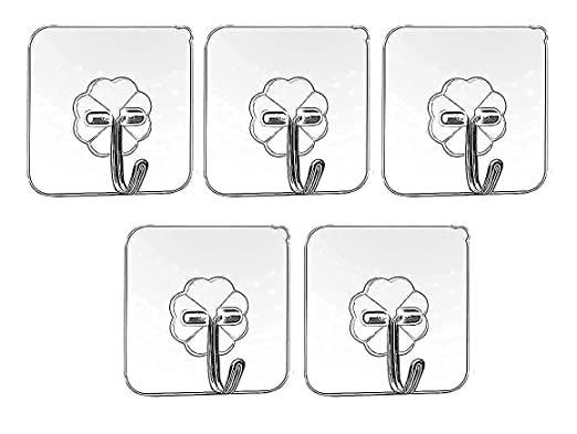 Heavy Duty Transparent Wall Hooks (Pack of 10)