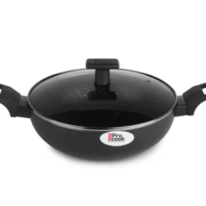 ProCook Granito Induction Kadhai 30 cm, 4.9 L with Glass Lid | Milton