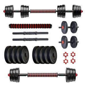 Protoner PVC DM 4-40 Kg Dumbbells Kit for Men and Women (Black & Red)